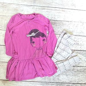 Vertbaudet pink & shapes pajama set sz 12